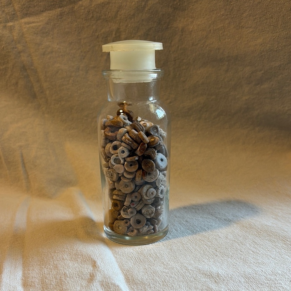 Vintage Glass Bottle with Beads